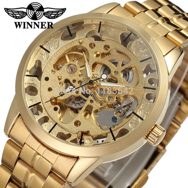 Winner Men's Watch Fashion Business Automatic Analog Dress Stainless Steel Bracelet Brand Wristwatch Color Gold WRG8003M4G1 Y1892103