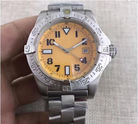 High quality watches men stainless watch orange yellow dial avenger seawolf automatic mechanical watch men's dress wristwatches