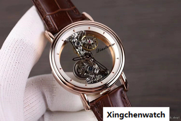 AAA Luxury Men Watch Luxury Watch Hollow Perfect Engraving Automatic Movement Mineral Anti Scratch Mirror Glass Calfskin Strap Size:41mm KL