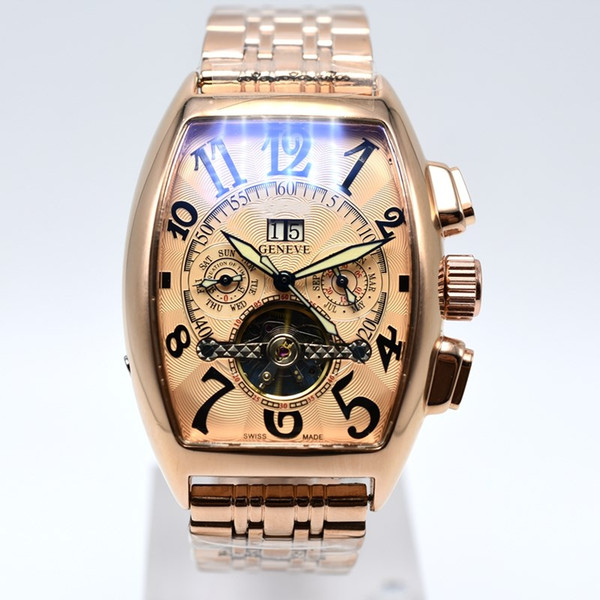 High quality full steel famous AAA men classic brand automatic mechanical military wrist watch luxury tourbillon chronograph men dress watch