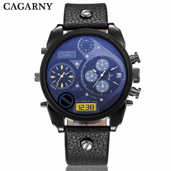 DZ Men Leather Bracelet Watch Big Face Luxury Brand Watches Man Fashion High Quality Strap Belt Wristwatches Male Clocks