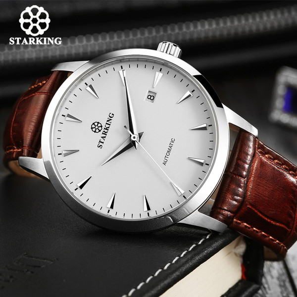 Starking Automatic Watches Men Stainless Steel Business Wristwatch Leather Fashion 50m Waterproof Male Clock Relogio Masculino C19042001