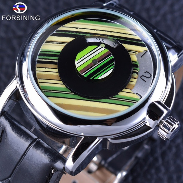 Forsining New Colorful Green Dial Turntable Designer Series Mens Watches Brand Luxury Automatic Mechanical Movement Wrist Watch Dress Clcok