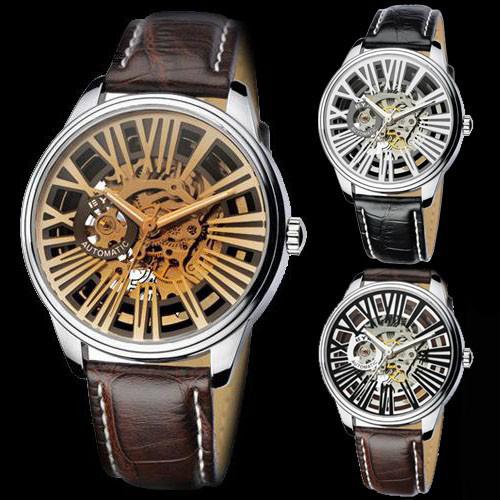 Free Shipping !Fashion cool New Original EYKI Top Brand Clock Men Skeleton Automatic Watch 3 Style