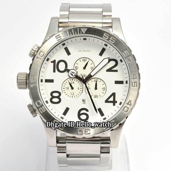 New 51mm NIXO 51-30 Chrono A083-100 A083100 White Dial Miyota Quartz Chronograph Mens Watch Big Size Stainless Steel Band AAAQuality Watches