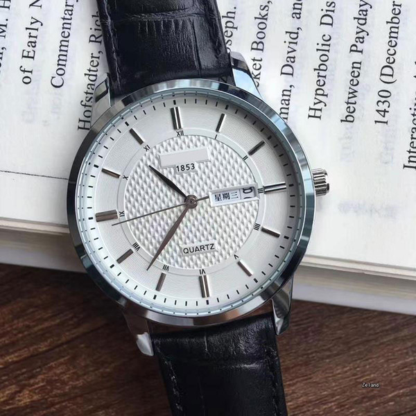 Top brand men Luxury watches Leather Strap 40mm Dial Quartz watch For mens male wristwatch with day date Relogio Masculino Wtach Wholesale