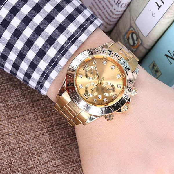 2019 Reloj Hombre Gold Wristwatches Mens Designer Watches Luxury Fashion Brand Casual Diamond Watch Men Automatic Date Day Quartz Clock