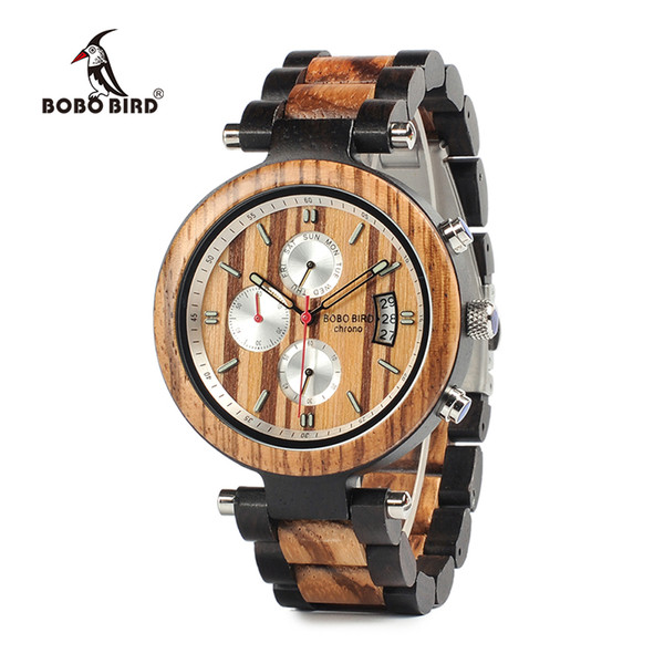 BOBO BIRD Special Multi-function Wooden Band Watches Luxury Brand Gifts Present Men Wrist Watch Male Relogio with Calendar