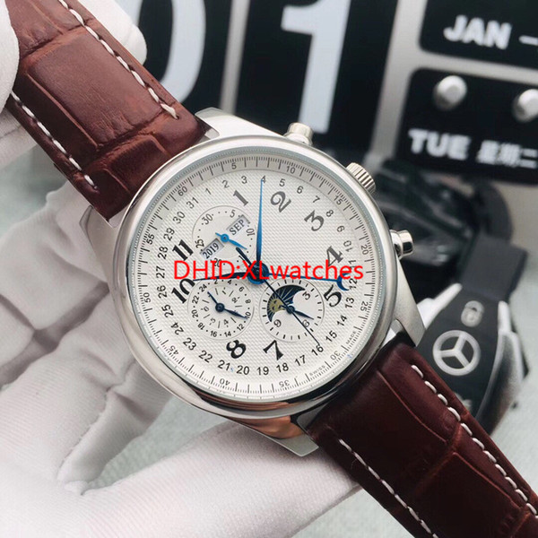 42 mm 10mm men 2019 luxury luxury casual moon phase automatic watch fashion business sapphire watch leather strap top luxury explosion brand