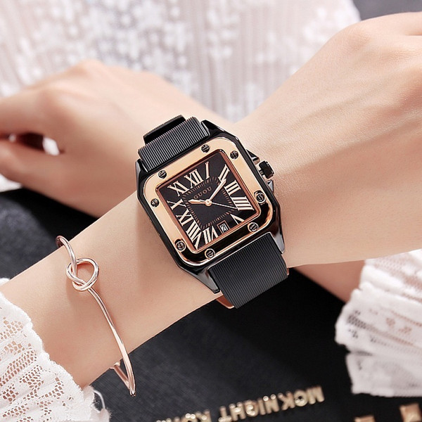 Fashion Guou Brand Women Watches Lady Luxury Wristwatches Rubber Silicon Dress Watch Square Quartz Dress Gift Student Clocks J 190505