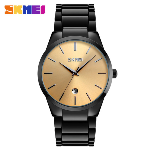 SKMEI New Simple Quartz Watches Men Business Alloy Steel Strap Mens Watches Top Brand Luxury Waterproof Date Quartz Wristwatches