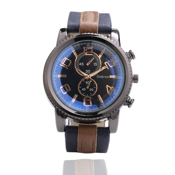 Men Watches Casual PU Leather Strap Wristwatches New Fashion Business Big Dial Plate Quartz Watches