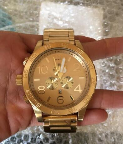 Wholesale-Free shipping New CHRONO NIXO 51-30 Chrono All Gold Chronograph Mens Watch A083 502 Watch original box Best Quality