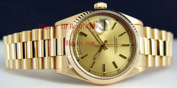 With Original Box Papers Mens 18k Gold President Champagne Automatic Luxury Mens Watch Wristwatch Men's Watches