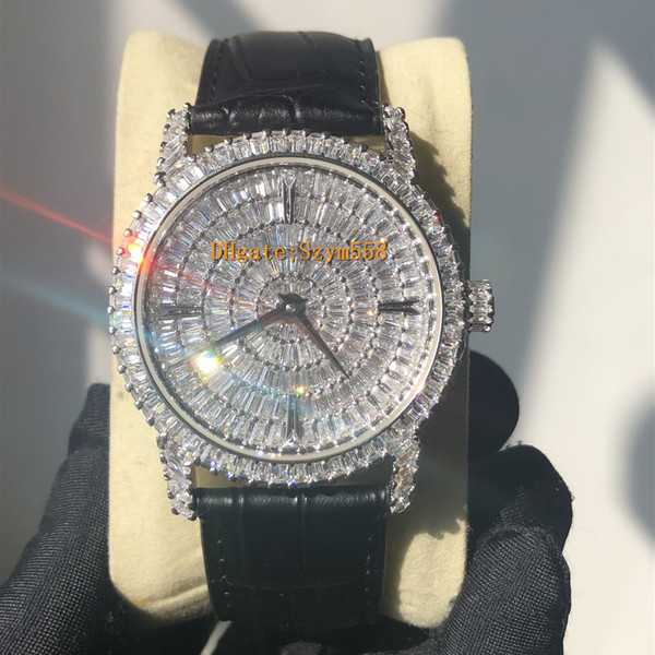 Baguettes Diamond Luxury Watch Iced Out Watch ETA 9015 Automatic 40MM Men Silver Rose gold Waterproof 316L Stainless Set Diamond CZ