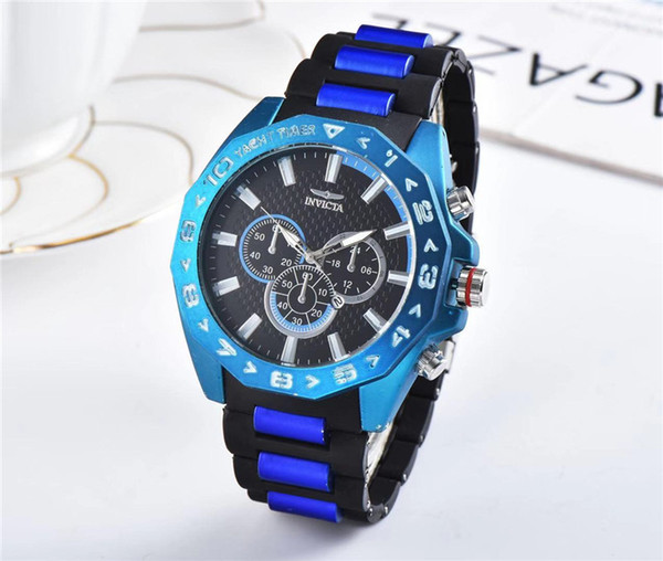 Pro Diver SCUBA Men Invicta Watch Japan Quartz 52mm Stainless Steel Chronograph Date Invincible rotating dial 18K Gold For Dropshipping