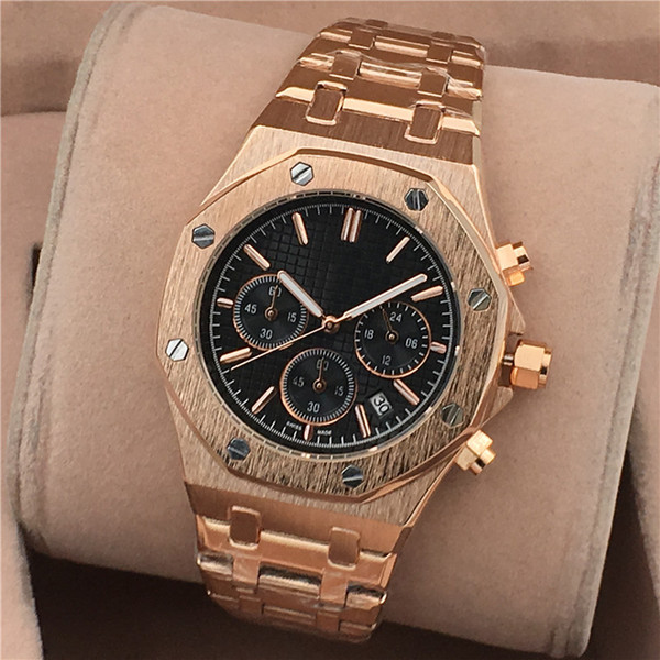 All Subdials Work hot Mens Watches Full Stainless Steel Quartz Wristwatches Stopwatch Luxury Watch relogies for men relojes Best Gift 2019