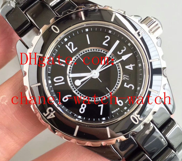 Excellent High Quality H0684 Black Ceramic 38 mm Quartz Men's Watch Date Mens Wrist Watches