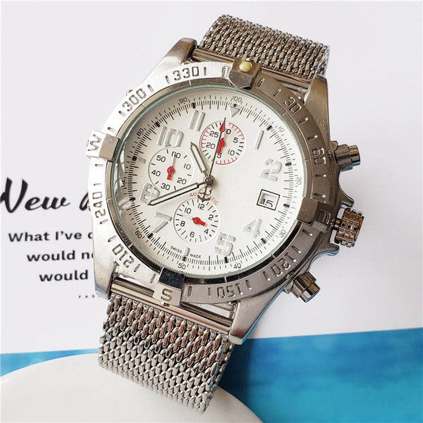 Fashion mens designer watches Stainless Steel Big 48mm Chronograph watch Engraved wristwatch men sport watches all dial work boyfriend Gift