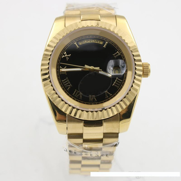 Fashion Black dial Day Date New Watch Men Daydate Sapphire Glass Golden White Watch Crown Automatic President Watches Orologio