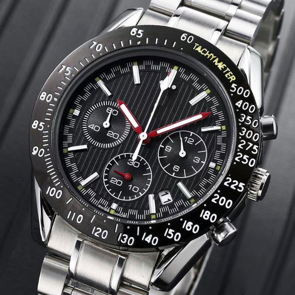 All dials work mens watches luxury Stopwatch Full Stainless Steel band Quartz watch Auto Date wristwatch for men's gift dropshipping