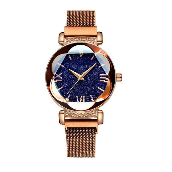 Fashion Casual Rose golden Flower Lady Watches 36mm Quartz Analog Wrist Watches Milan stainless steel Mesh band Design