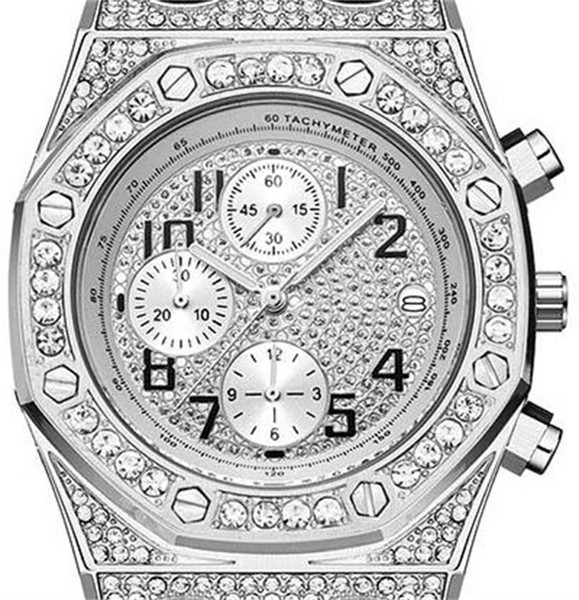 Fashion men diamond watches Movement Royal oak watch montre de luxe Modern men designer watches Chronograph wristwatch Luxury Iced ou clock