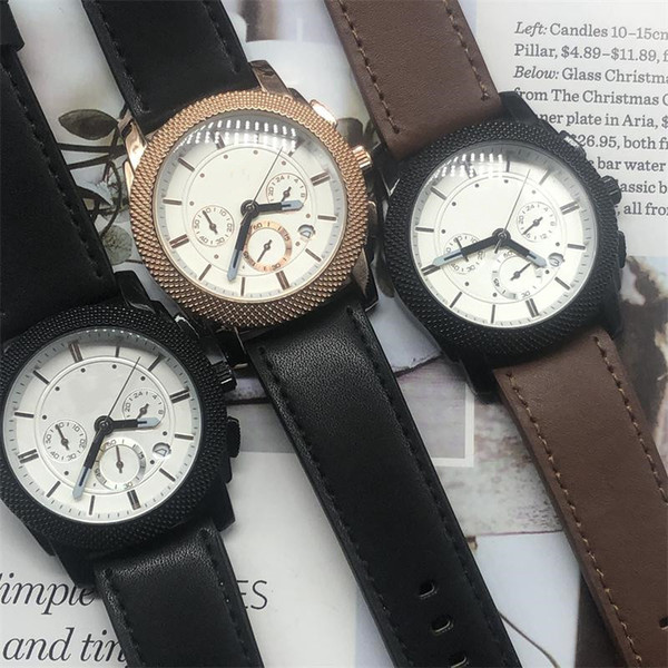 20193a 6-stitch 3A fashion sports men's Wristwatches Italian leather watch band quartz watch, the best gift for men A