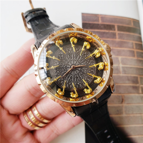 Dial 12 knight leather strap quartz watch