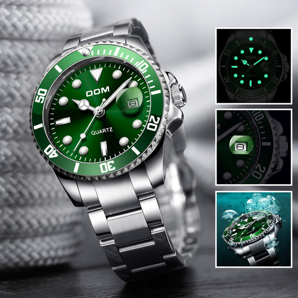 Watch men's fashion greenwater ghost series waterproof men's watch large dial sport luminous steel band quartz watch