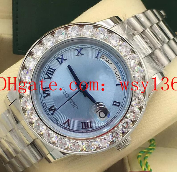 New Diamond Bezel Watch Day-Date 40mm 228206 Platinum Limited Edition Ice Blue Roman Dial Automatic Movement Mens Wrist Watches