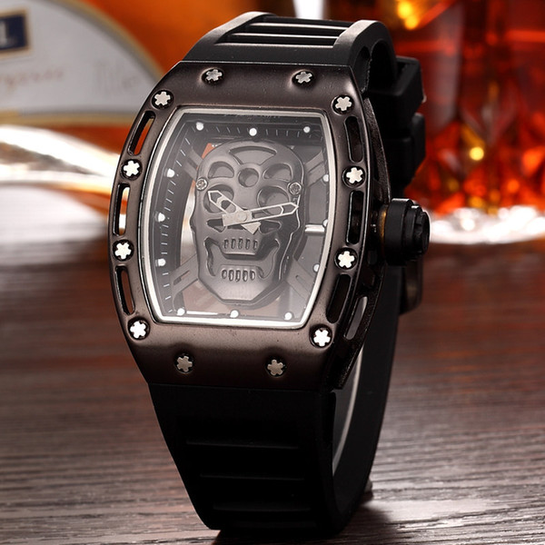 Casual Fashion Skeleton Watches men Luxury Army Skull sport quartz watch