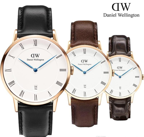 Trendy Men's Watch DW 40mm Date Display Daniel Wellington Luxury Brand Leather Strap Sport Quartz Women's Watch Relogio Femme Wrist