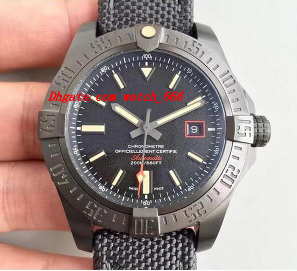 Luxury Watches Top Quality Luxury Sapphire Men's 44mm Men's Watch Watches Automatic Mechanical Black Dial Nylon Strap Free Shipping