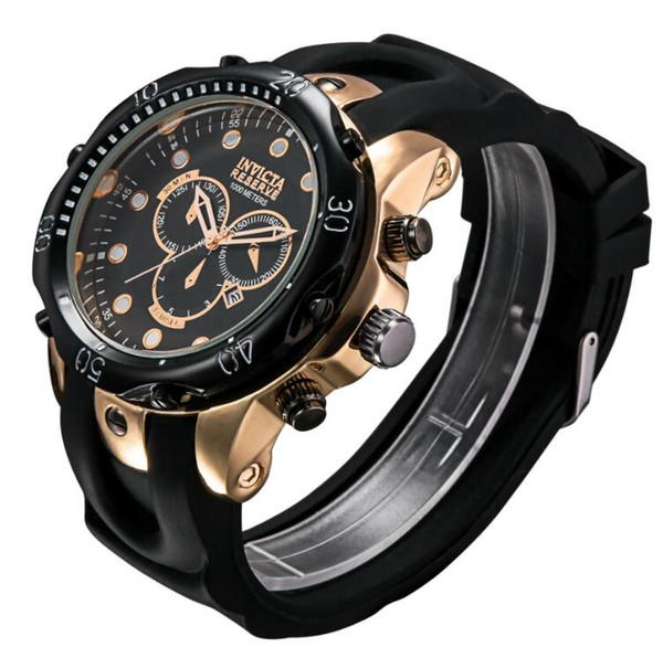 New Men's Watches Rose Gold Calendar Silicone Men Watches Large Dials invict Wristwatches High Quality Wholesale and Retail