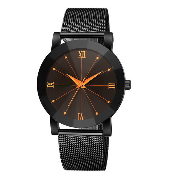 fashion retro mens men black design roma numbers ray line alloy metal mesh watches 2019 new men male business quartz wrist watch