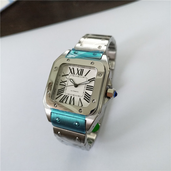 New fashion high quality stainless watches Mens Automatic Watch steel wrist watch white face CA02