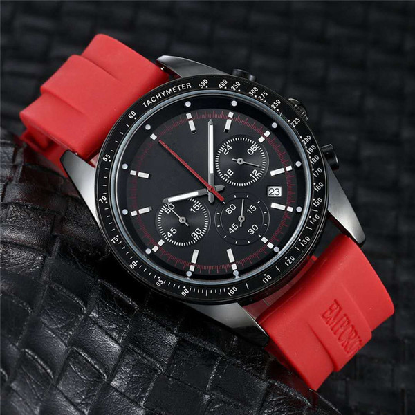 Italy fashion Brand Men watches 44mm Calender Rubber Strap Chronograph Business Men's Quartz Watches