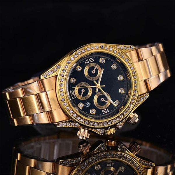 reloj hombre men designer watch new brand gold wristwatches tag dress luxury diamond watches mens automatic day date black dial clock