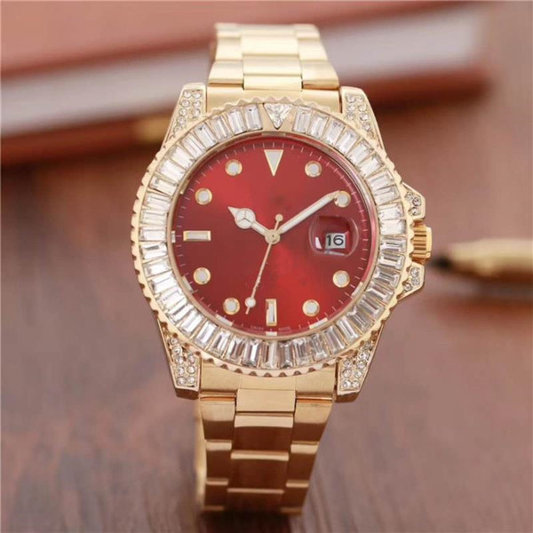 2018 Automatic date Fashion Style manWatch Full diamond Steel Chain wristWatch Luxury Quartz clock High Quality leisure fashion designer wat