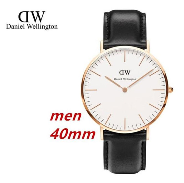 2019 Mens Daniel Watches 40mm Men watches fashion Watches Luxury Brand Leather strap Quartz Watch Clock Relogio Montre Femme Relojes hombre