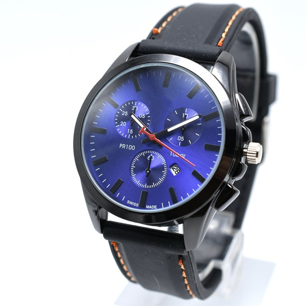 Hot selling 40mm fashion sport brand men quartz silicone watch top quality fake three needle auto date men dress watch wholesale men's gifts