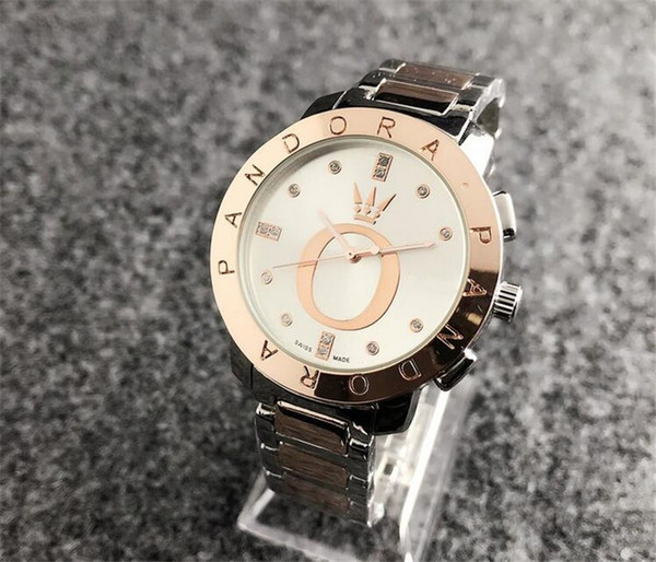 New men Diamond pandora watch Stainless steel luxury Casual wristwatch steel quartz watches