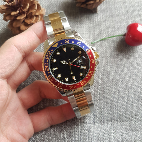2018 Luxury New Gent's GMT II 2 quartz Self Wind Watches Stainless Steel Dive White Black Silver Master 44mm Mens Watch