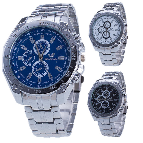 ORLANDO Men's Business Watch Fashion Man Wrist Watches Stainless Steel Wristwatch Luxury 3 Eyes Decoration Watch Quartz Movement Watch
