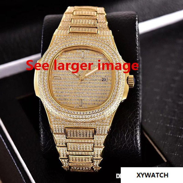 Best Quality Nautilus Full Diamond Watch Automatic Movement Mechanical Waterproof Luxury Man Watch 40mm 5719/1G-001 Waterproof Watch 316