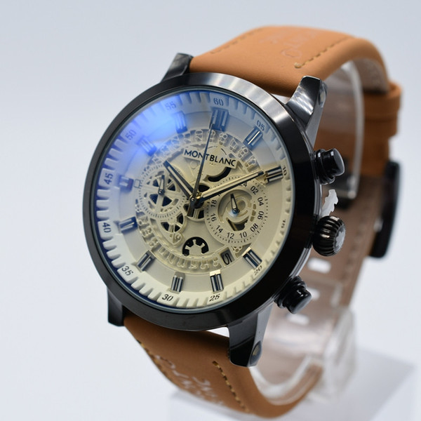 aaa luxury mens designer watches top brand men watch leather brown fashion Wristwatch military sports orologio uomo atmos clock