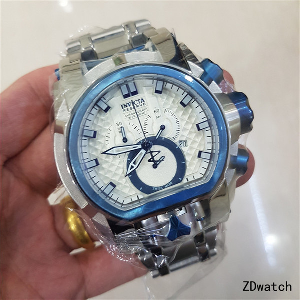 Hot Luxury Men Watch Reserve Bolt Zeus Magnum Water Resistant Plated Dual Time Big Dial Swiss Quartz watch