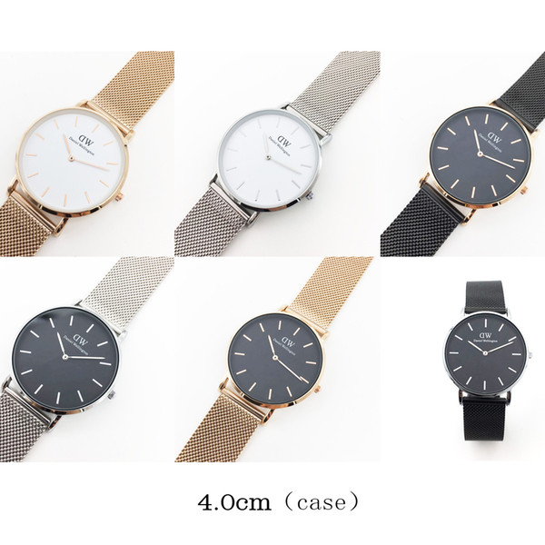 Hot Fashion 40MM DW Men Watches Rose Gold Stainless Steel Mesh Band Men's Quartz Watch Daniel Wellington Male Clock Trendy reloj hombre 2019