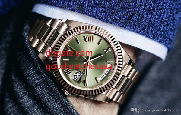 Factory Supplier Luxury Green face rose gold Stainless steel strap watch 228235 Automatic movement Mens Watch